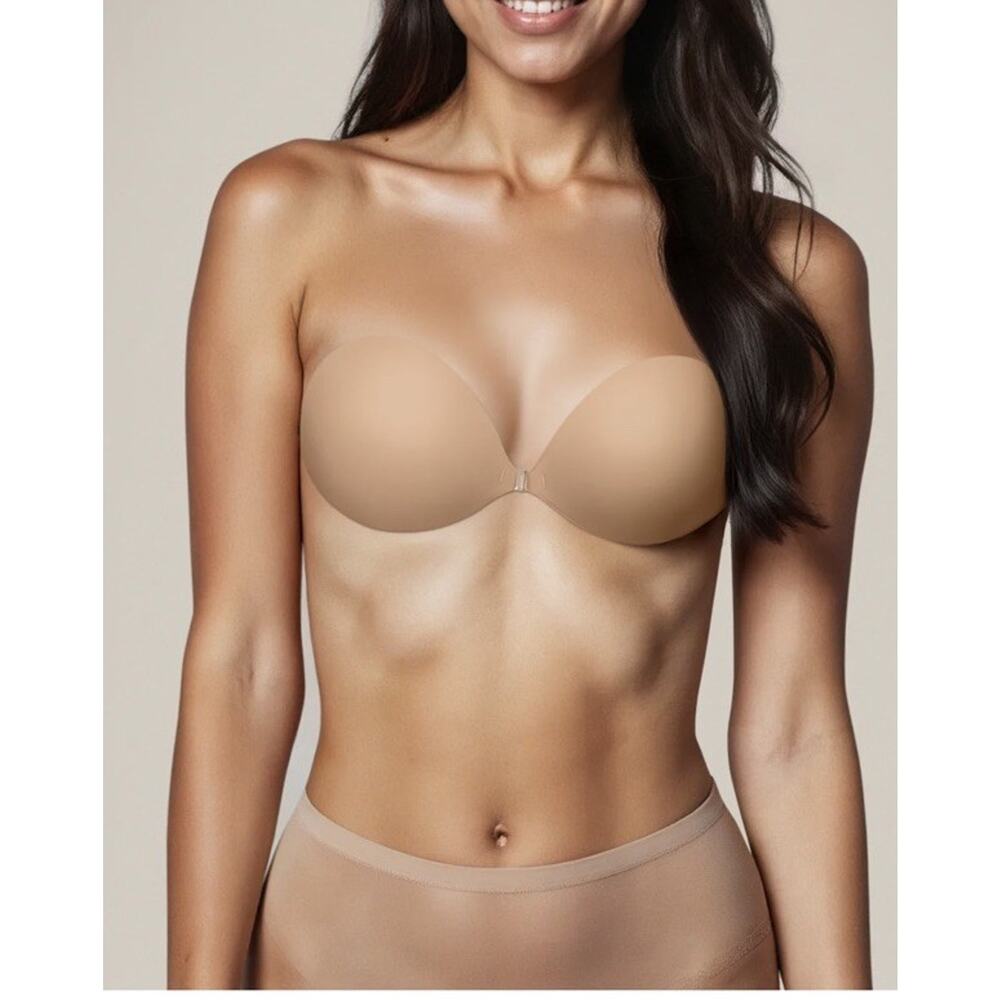NOOD LIGHT & AIRY ADHESIVE BRA Seamless Luxe Adhesive Bra Tan D Cup NIB $50